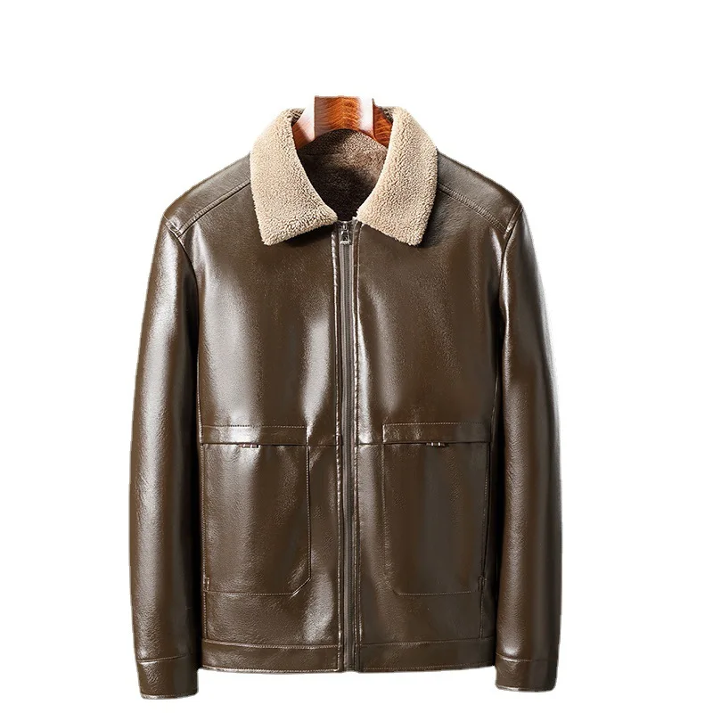 

Новая мужская куртка YAPU из искусственной кожи 2021, дизайнерская модная куртка-бомбер из искусственной кожи с мехом, мужские повседневные зимние пальто, мужская куртка, Прямая поставка