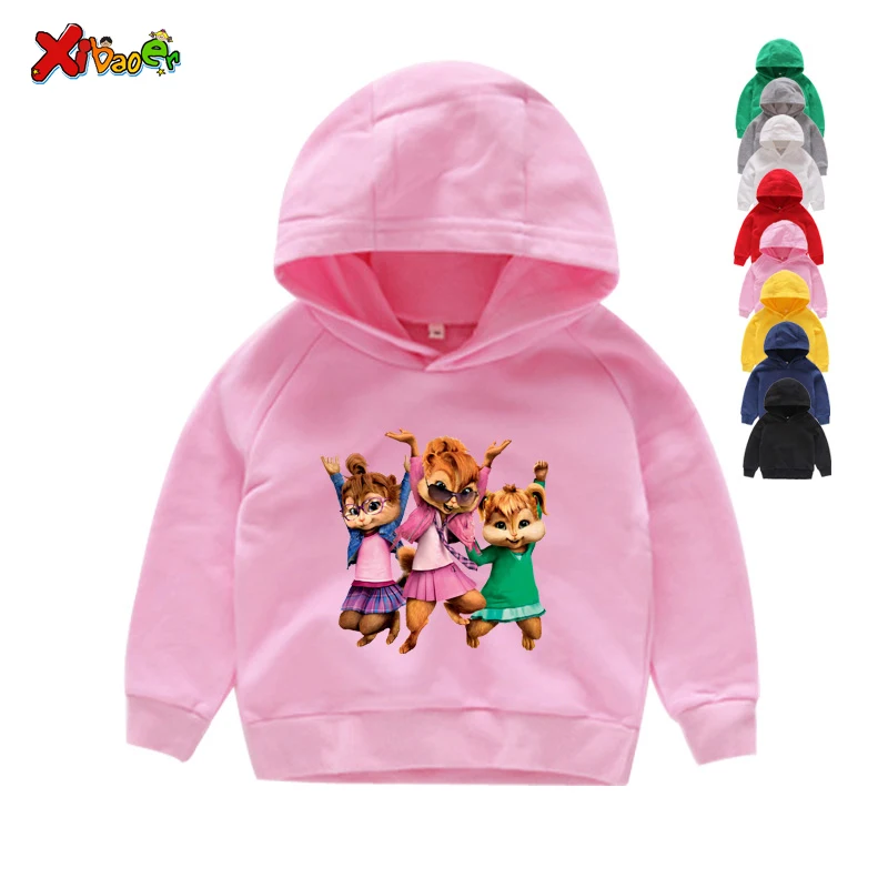 

Girls Alvin And The Chipmunks Funny Splicing color Hoodies Kid winter Long sleeves Tops Children Cartoon Hoodies Sweatshirts