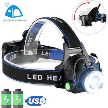 

Adjustable Bright LED Headlamps Rechargeable Use 18650 Led Head Lamp IP65 Waterproof Headlight Head Band Fishing Lamp Lantern