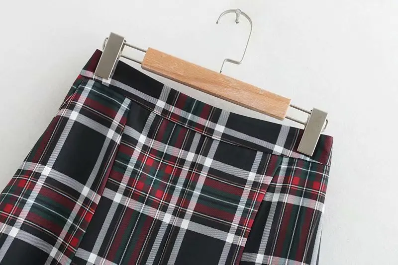 

2018 Western Style Autumn And Winter WOMEN'S Dress New Style Front Short Long Back Plaid Skirt