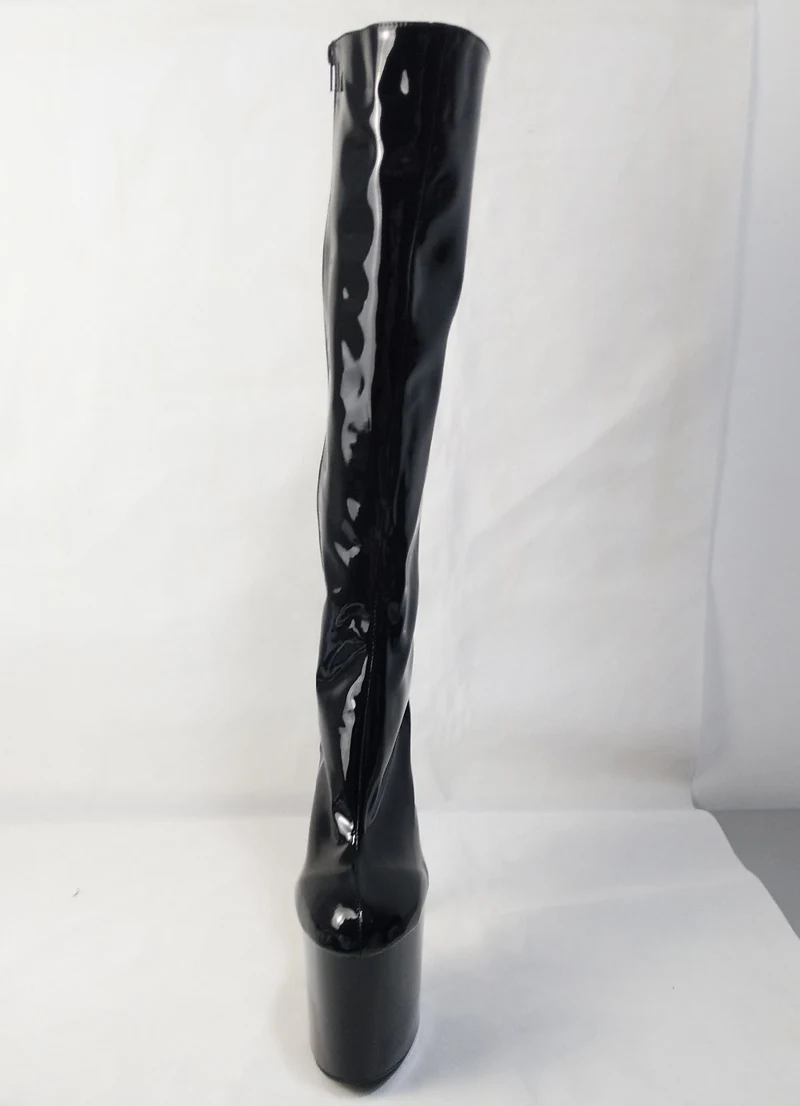LAIJIANJINXIA/Новинка; сверхвысокий каблук-шпилька; сапоги с острым носком; женские сапоги до колена на платформе и высоком каблуке 20 см; красные женские сапоги