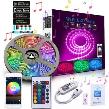

Led Strip Lights - 32.8 FT -Unlimited Color, Strobe, Music Sync -Google Home & Alexa Compatible -Smart App + WiFi Controller