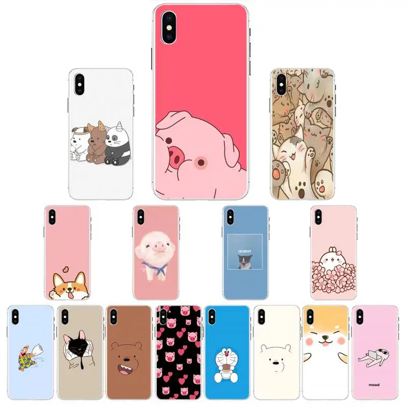 LJHYDFCNB Cute Animals Black TPU Soft Phone Case Cover For IPhone 11 Pro XS MAX 8 7 6 6S Plus X 5 5S SE XR | Мобильные телефоны и