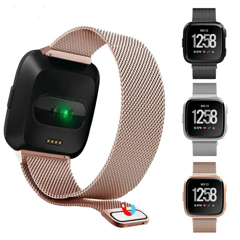 Миланский ремешок для часов для Fitbit Versa Смарт часы магнитный металлический браслет S/L Размер из нержавеющей стали ремешок для часов