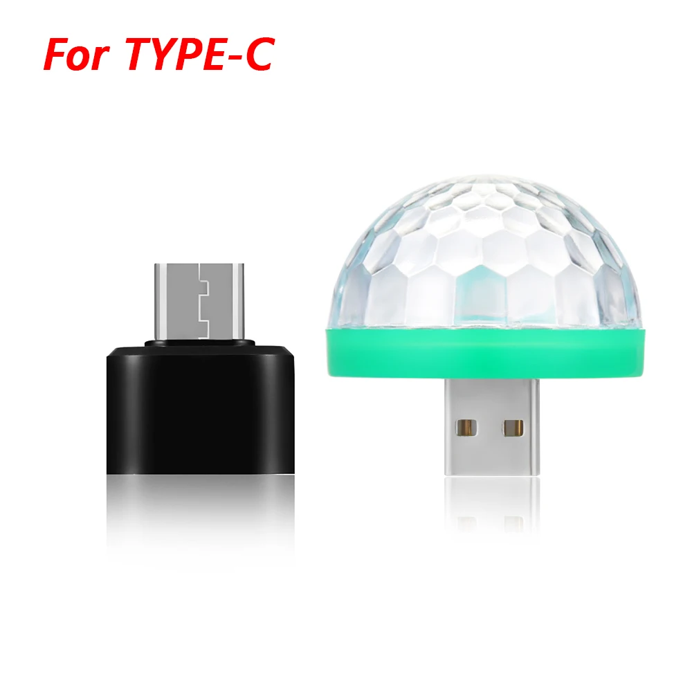 For TYPE-C 1 шт. мини-светодиод машины USB атмосферный свет DJ RGB мини красочная музыкальная лампа для USB-C телефона Голосовое управление волшебный шар - Испускаемый цвет: For TYPE-C