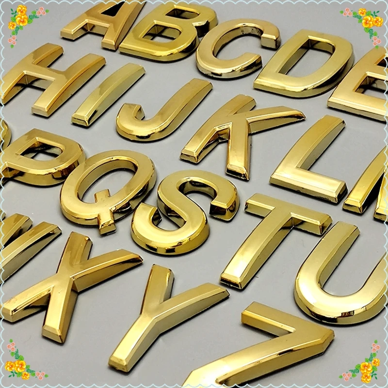 Description Picture 4 of itemDoor Plate Golden Color House Number 5CM Decorative Letters & Numbers Customized ABS Plastic Mailbox Address Sticker Label Sign