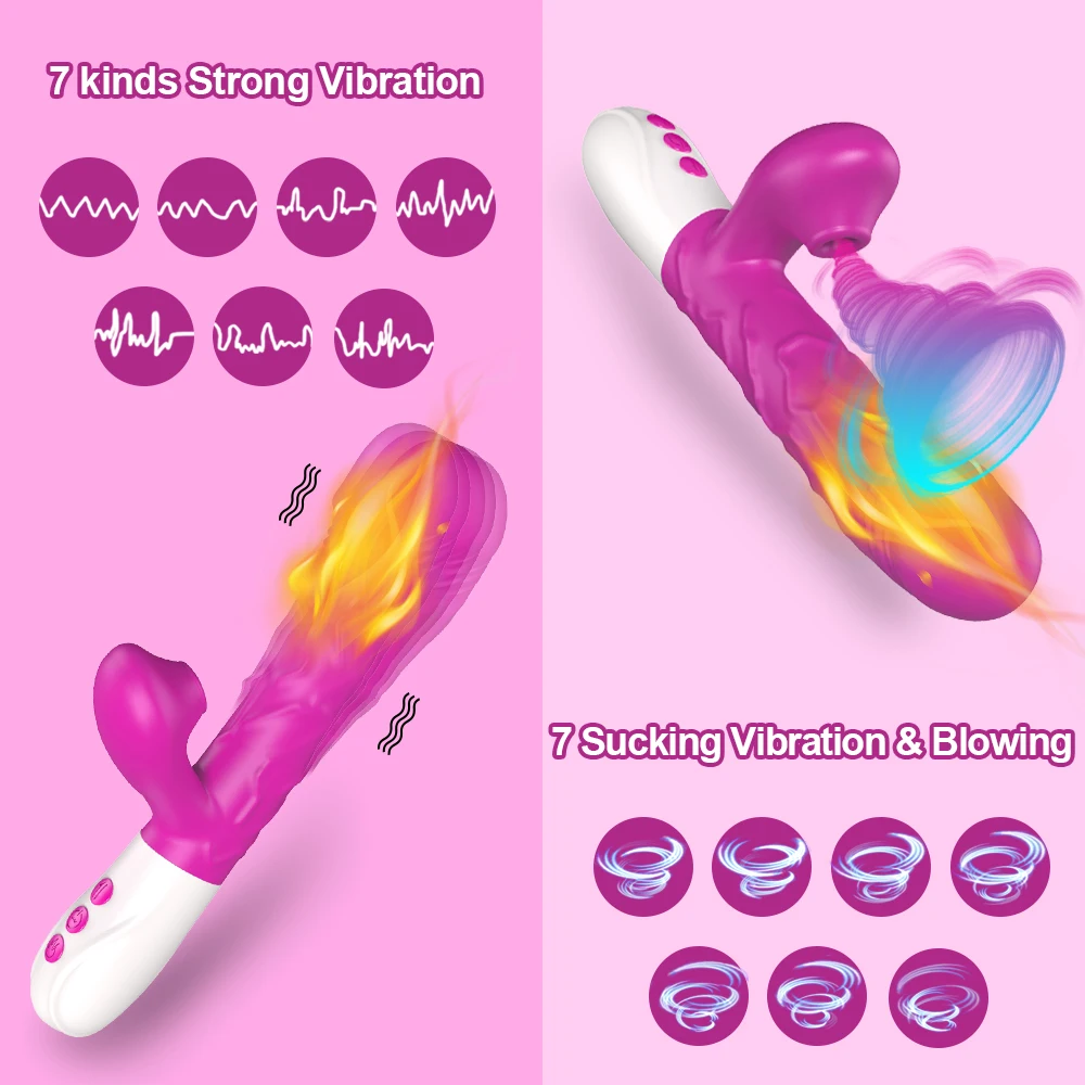 Sucking Thrusting Rabbit Vibrator For Women Clitoris Sucker Stimulator Heating Dildo Vibrators Female Sex Toys For