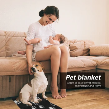 

6x Multi-functional Cute Paw Print Coral Velvet Dog Cat Blankets Durable Practical Pet Fleece Sleep Bed Floor Mats