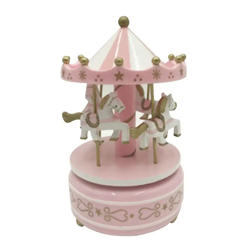 C Musical box carousel music carousel wooden carousel music box toy children's doll game - Цвет: C