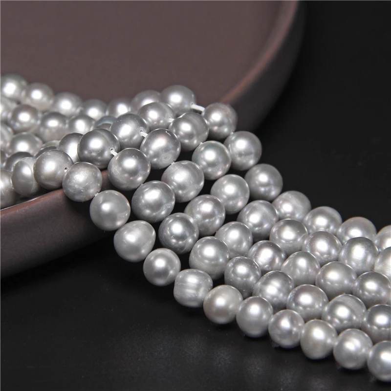 7-9mm Natural Gray Baroque Pearl Beads for Jewelry Making DIY Strand 14" los631 