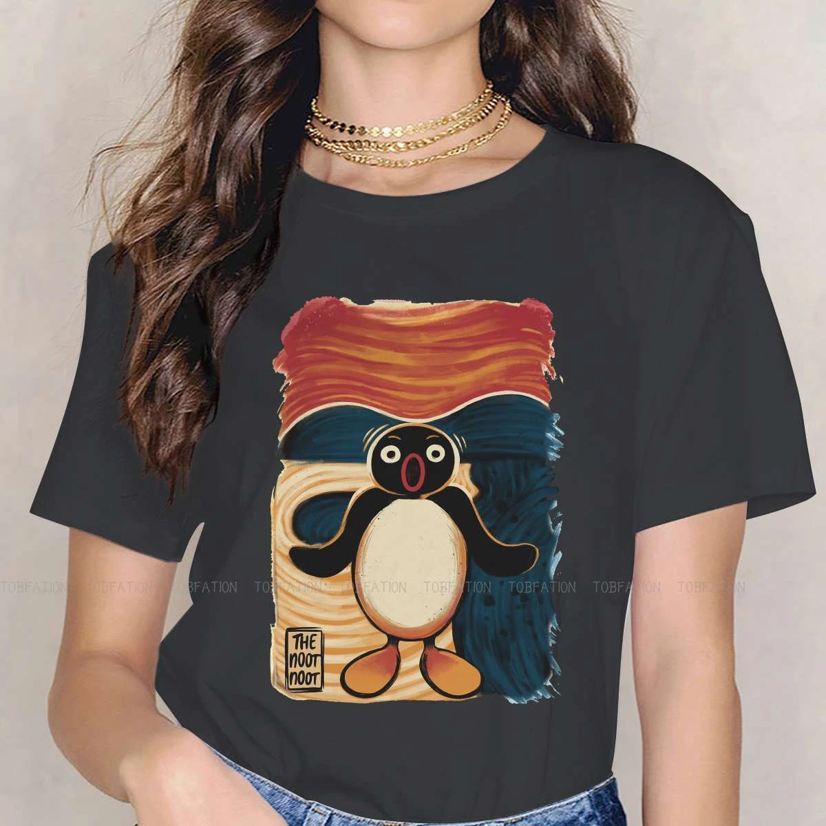 Noot悲鳴女性のtシャツピングーnoot Pingaペンギンテレビoネックガールズ半袖5xl女性のtシャツおかしいファッションギフト Tシャツ Aliexpress