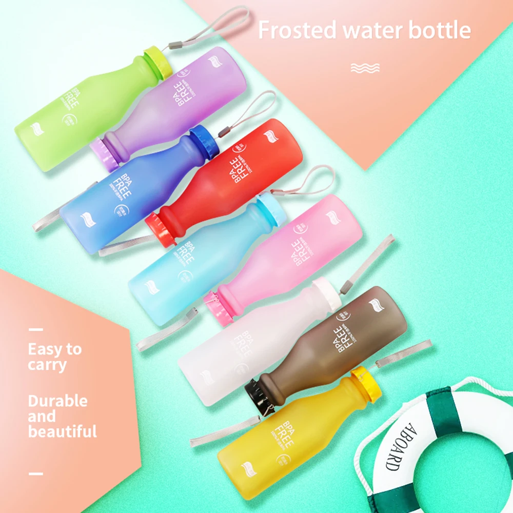 

Candy Colors Water Bottle Unbreakable Frosted Plastic kettle Free Portable Water Bottle for Travel Yoga Running Camping dropship