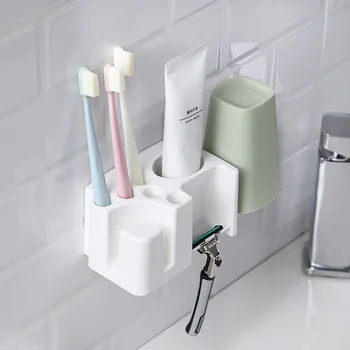 

Toothbrush Rack Wall Mounted Tooth Cup Holder Household Non Perforated Simple Toilet Toothbrush Holder