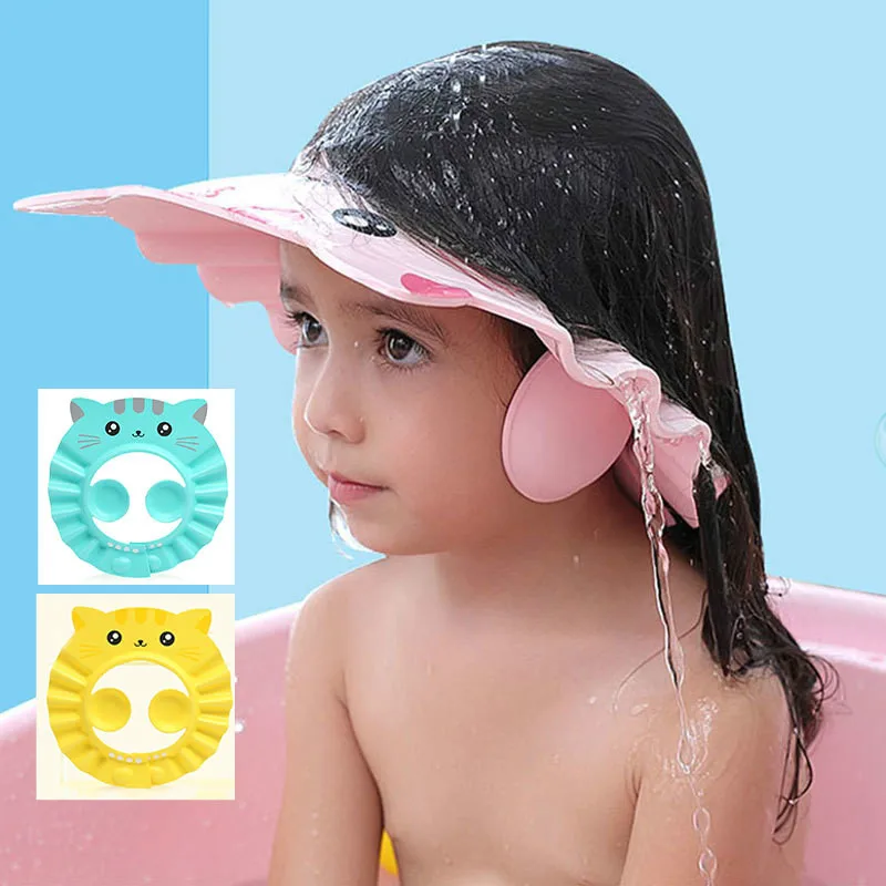 Shower Cap For Kids, Hair Washing Shampoo Shield For Eyes Ears And Face