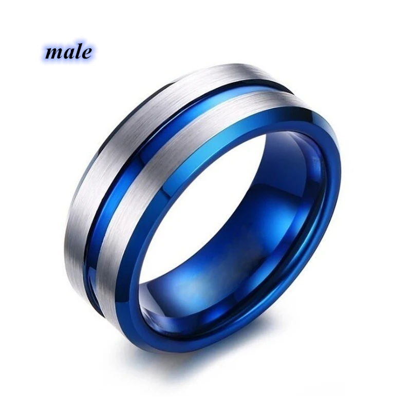 Fashion Jewelry Couple Ring Stainless Steel Men Ring Blue/White Heart Zircon Women Rings Set for wedding rings,womens ring,couple rings,cubic zircon ring,finger rings,jewelry rings,ring jewelry