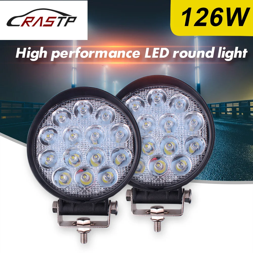 

RASTP-2PCS LED Bar Round 126W LED Light Spot Flood Beam for Work Driving Offroad Boat Car Tractor Truck 4x4 SUV 12V 24V RS-CL002