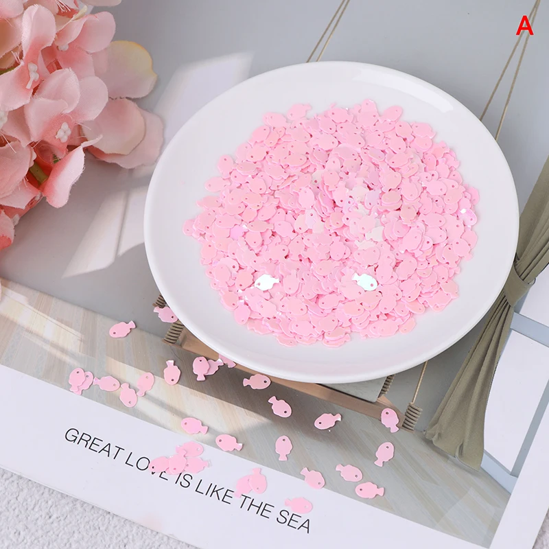 10 г/пакет красочные рыбки блестки DIY Slime материал блестки Lentejuelas фитинги для рукоделия ремесло бижутерия 6*8 мм