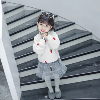 

2 3 4 5 6 Years Kids Girls Hoodies Autumn Winter Thicken Lambswool Fake Two Pieces Baby Sweatshirts Children Strawberry Pullover