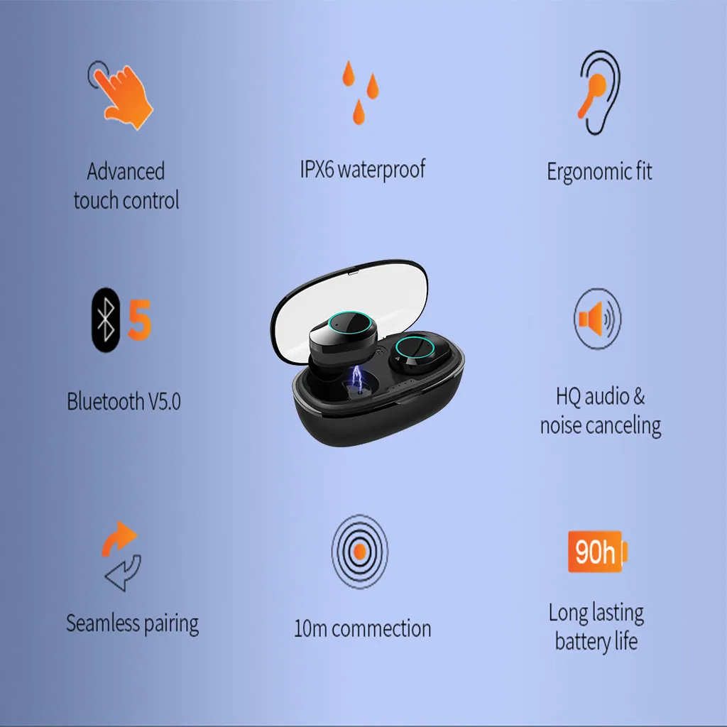 Беспроводные наушники Bluetooth наушники IP6X водонепроницаемая Спортивная гарнитура HIFI Беспроводная стерео музыка Bluetooth наушники