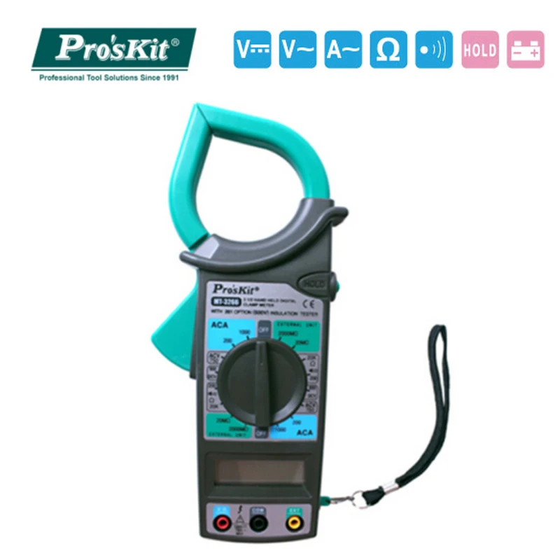 

Proskit AC DC Hand Held Digital Clamp Meter LCD display current clamp Manual range pliers ammeter ticks tester multimeter