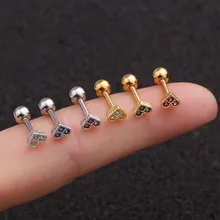 

1pc Stainless Steel Helix Conch Heart Barbell Zircon Tragus Cartilage Helix Rook Piercing Earring Ear Piercing Jewelry