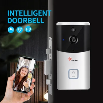 

Sanan HD 2MP WIFI Visual Doorbell Wireless Intercom Doorbell Camera PIR Motion Detection Night View Video Smart Doorbell Ring