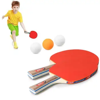 

2pcs Table Tennis Racket With 3 Balls Ping Pong Set Clubs Rubber School Sports Face Double Home Supplies L0N3
