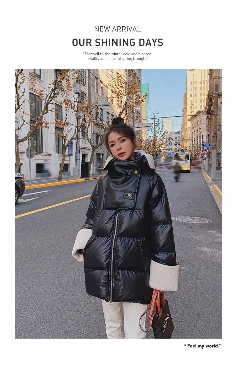Winter New Patchwork Cotton-Padded Coat Women's Mid-Length Loose Cotton Coat plus Velvet Thickened Work Clothes Cotton Coat warmest winter coats for women