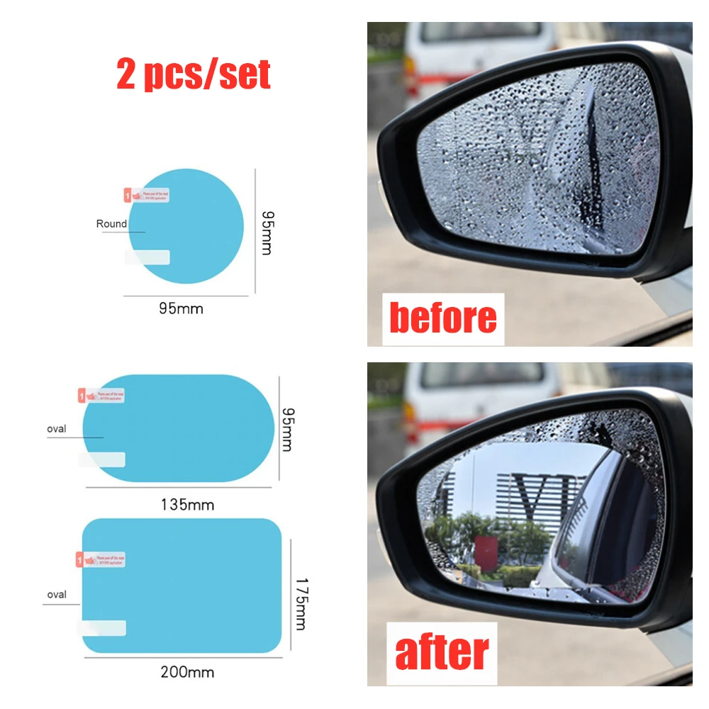 2 unids/lote coche lluvia espejo retrovisor películas impermeable Anti-niebla coche espejo cubierta de la lluvia Anti-lluvia coche ventana lluvia cristal Protector de la película