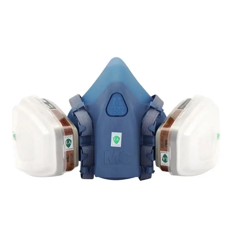 

7pcs Gas Mask Poison Respirator Pesticide Chemical Paint Spray Half Face Masks Good Oil Resistance and Not Easy to Aging
