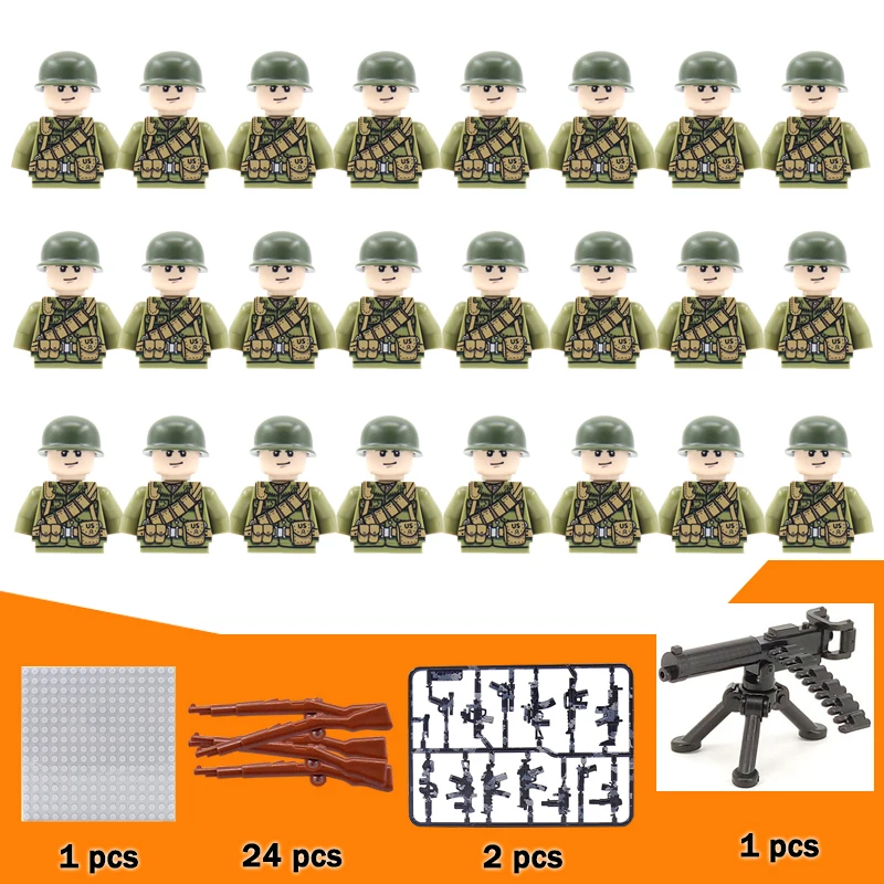 New WW2 Army Modern Soldier MOC City Military Minifigure Weapon Character Rifle Building Block Mini Kids Toy PUBG |