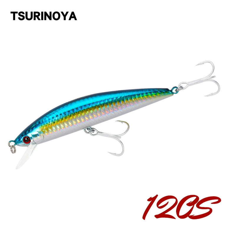 

TSURINOYA DW37 Sinking Minnow 12cm 40g Artificial Diving Depth 2m Hard Lure Saltwater Big Minnow with Treble Hooks Swimbait