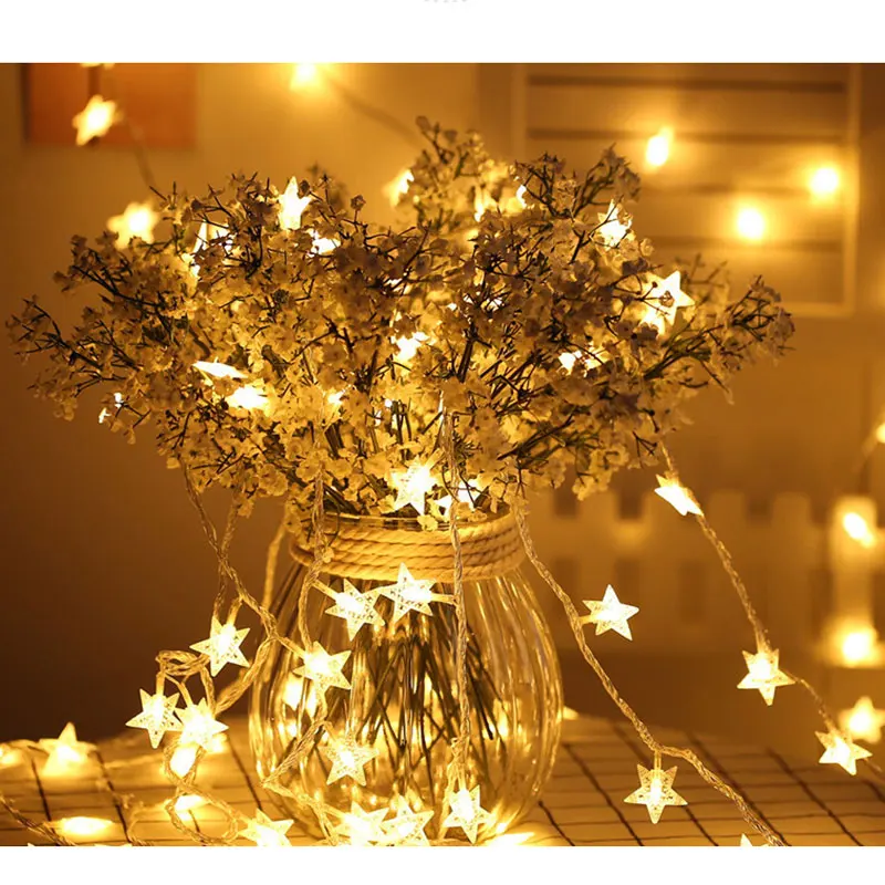 

5 meters 50LED star String Light Lamp waterproof With Battery Box USB Garden Party Decor Lamp home party Fairy Wire warm white