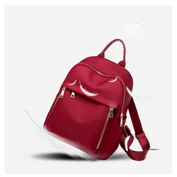 

Fashion Lady Wild Solid Color Oxford Cloth Large Capacity Backpack Student Bag Zipper Anti-theft