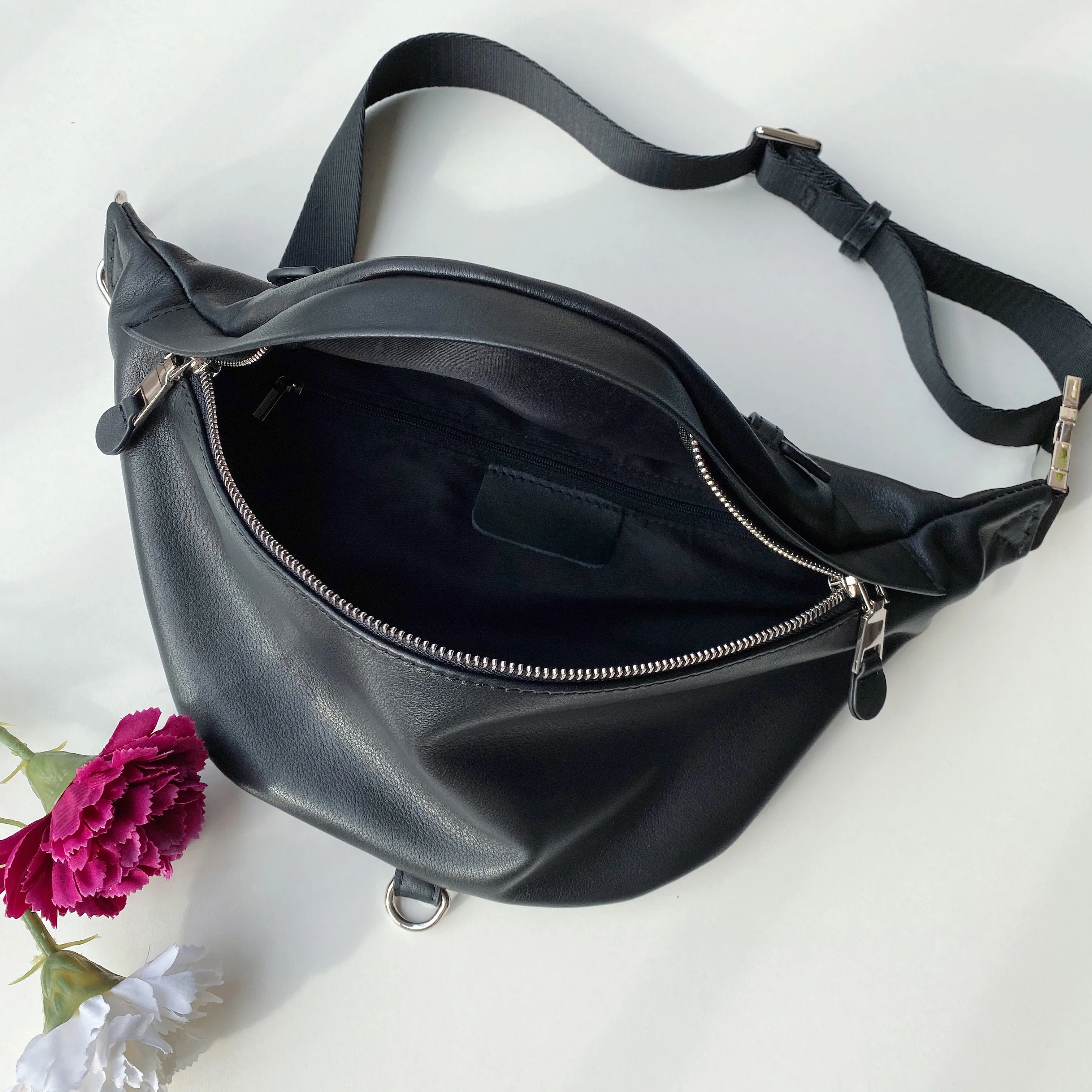 Real Genuine Cow Leather Large Fanny Packs Chest Waist Bum Belt Bags Crossbody Shoulder Messenger Handbags Women Female Men Male