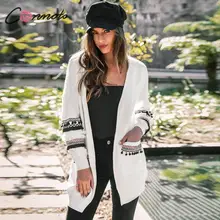 Conmoto/модный кардиган с длинными рукавами и кисточками, Осень-зима, повседневный женский длинный свитер с карманами, шикарное вязаное пальто, большие размеры