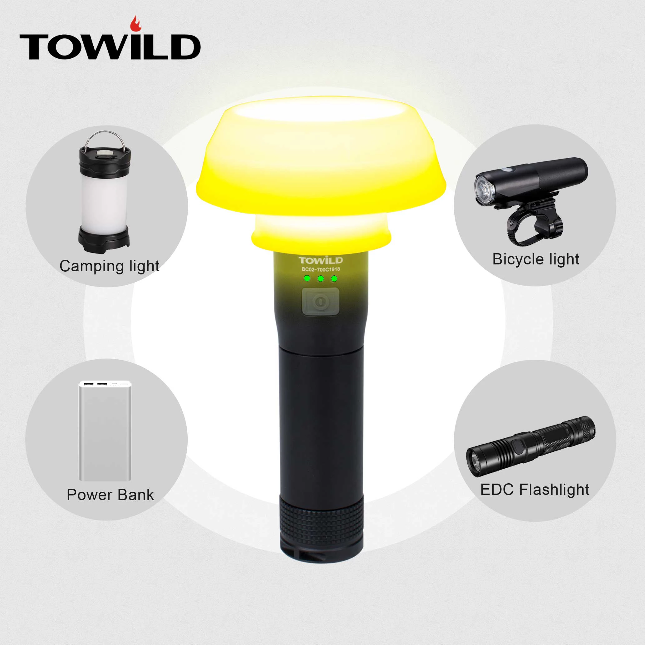 

TOWILD BC02-700C Professional 700 Lumens Bike Front Light Rainproof USB rechargeable Bicycle light led flashlight camp light
