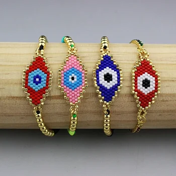 

10pca/lot original diy cz bracelet, eyes shape adjustable zircon bracelet, miyuki connector accessories