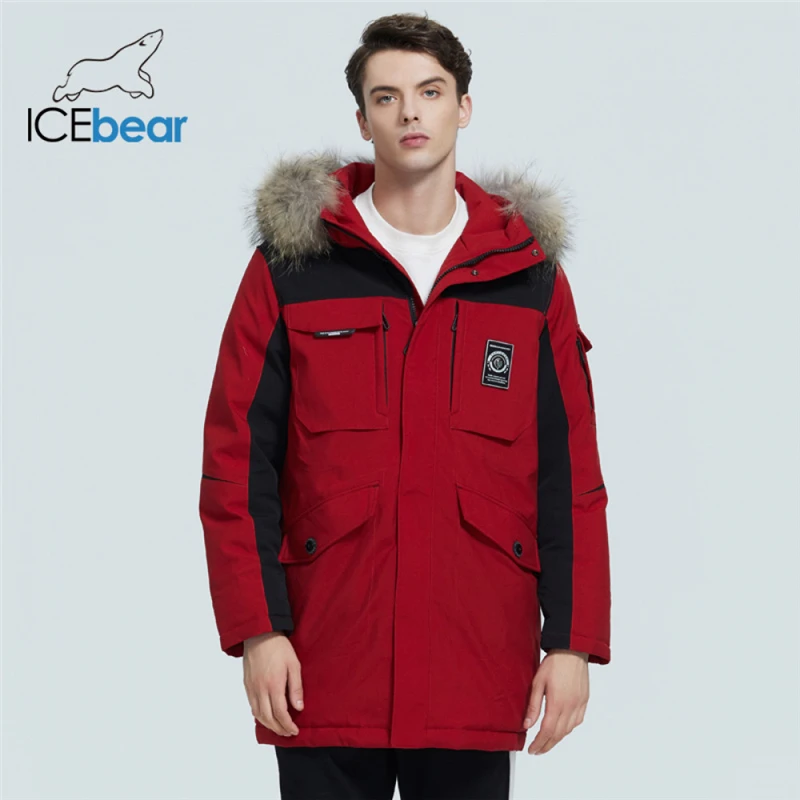 ICEbear 2021 новый зимний мужской теплый пуховик высокого качества пальто с меховым