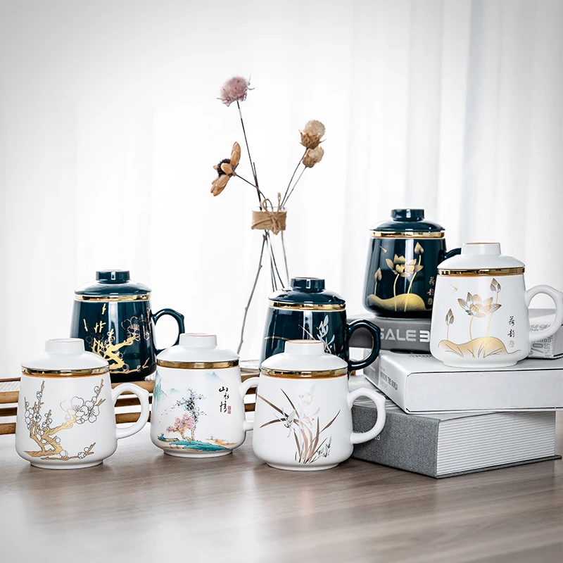 Acheter Tasse à thé filtre en céramique, Simple, grande capacité, verres  pour Couple, tasse à café domestique avec couvercle, tasse de séparation de  thé en porcelaine pour le bureau