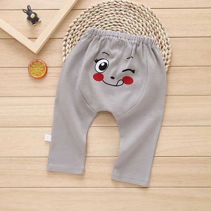 Casual Style Children Casual Trousers Cotton Ruched Mid Cartoon Cotton Full Length Unisex Elastic Waist Cross-Pants Cute - Цвет: 14