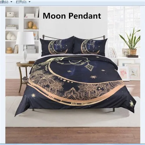 indian sun n moon mysterious golden bedding set king queen double full single size bed linen set 