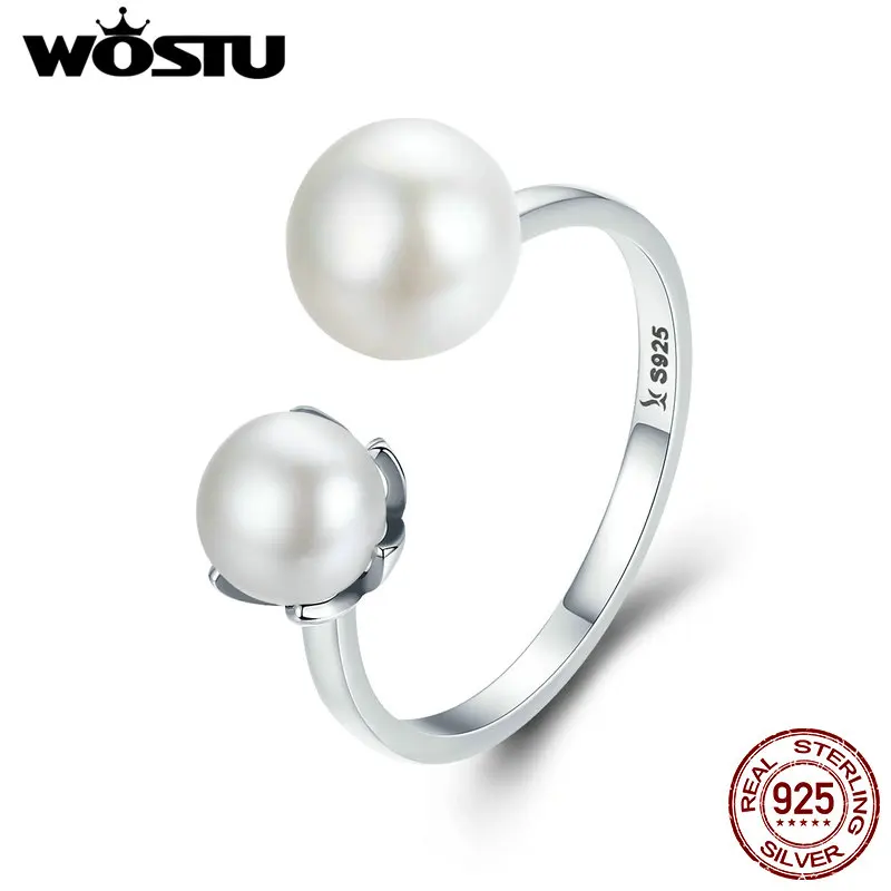 WOSTU, 925 пробы, серебро и пресноводный жемчуг, культивированный, элегантные кольца для женщин, S925 серебряные ювелирные изделия, роскошный подарок, CQR192