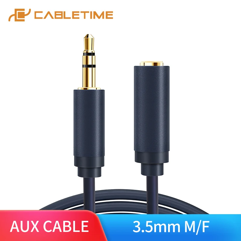 CABLETIME 3 5 мм аудио удлинитель стерео кабель M/F AUX наушники адаптер для Iphone 6s MP3/MP4 DVD