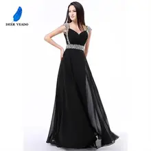 DEERVEADO, ТРАПЕЦИЕВИДНОЕ, с коротким рукавом, милое, шифоновое, размера плюс, длинное, вечернее платье,, элегантное, официальное платье, Robe De Soiree S321