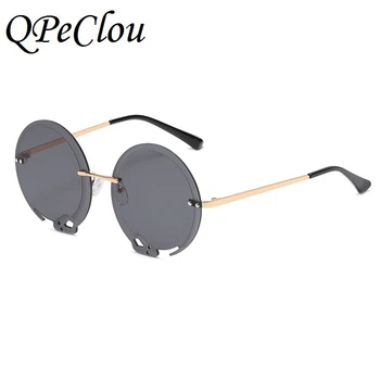 

QPeClou New Unique Funny Snake Round Sunglasses Women Fashion Metal Rimless Colorful Sun Glasses Men Party Shades Oculos De Sol
