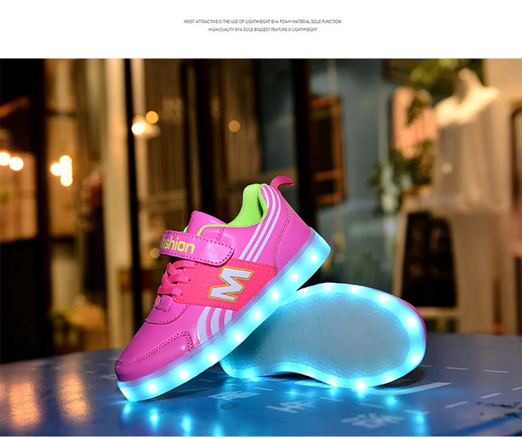 Children's Luminous Sneakers for Boy Girl USB Charging Autumn Winter Led Light Shoes for Kids Sneakers Baby Usb Recharge