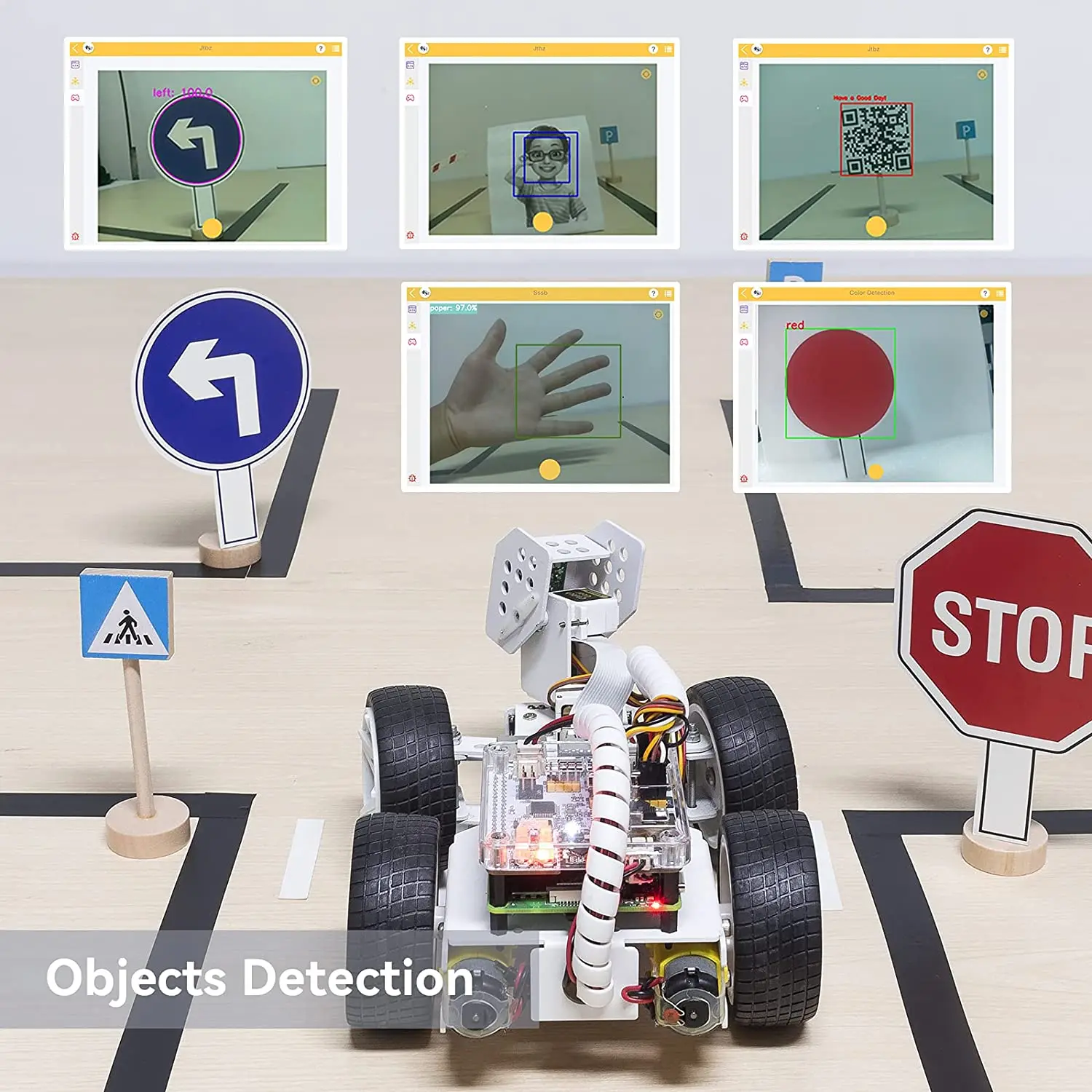 SunFounder Raspberry Pi Smart Video Robot Car Kit for Raspberry Pi, Supports Ezblock/Python Code Control and Web Control