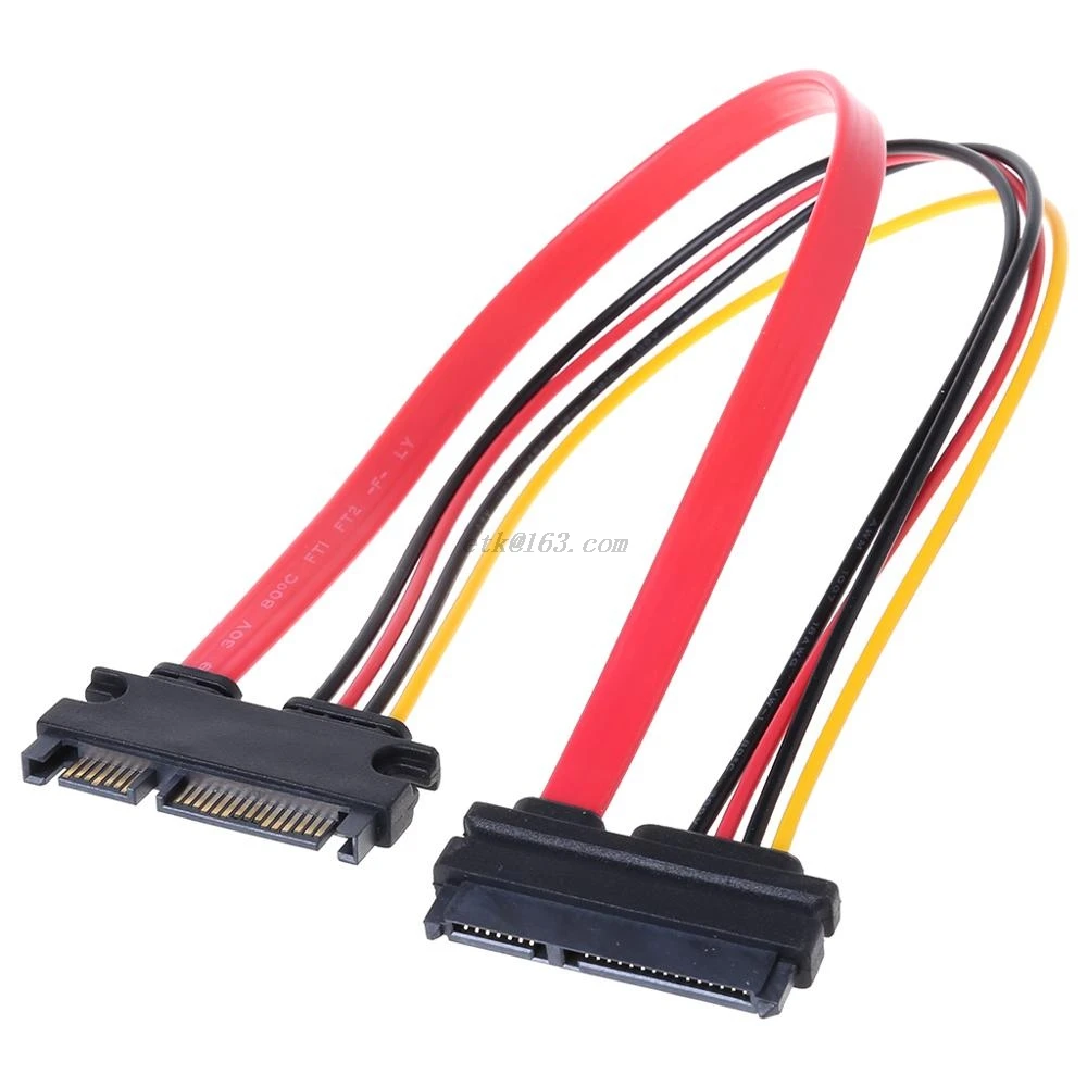 Новый 30 см 22Pin(15 + 7) штекер к гнезду SATA серия ATA кабель питания данных удлинитель