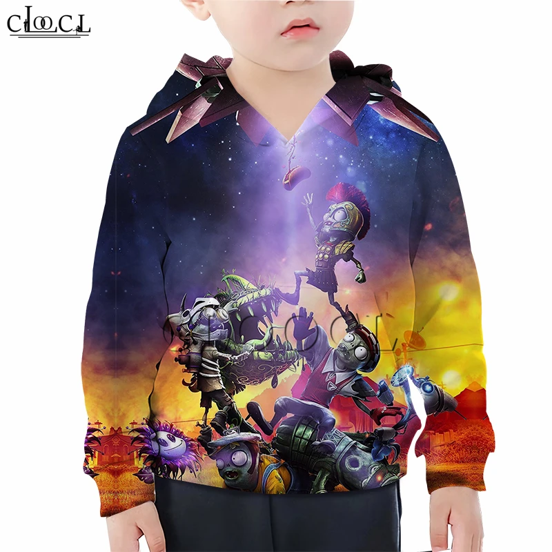  Plants Vs Zombies Printed T Shirts Boy Girl Sweatshirt Kids Games Zombie 3D Print Hoodies Children'
